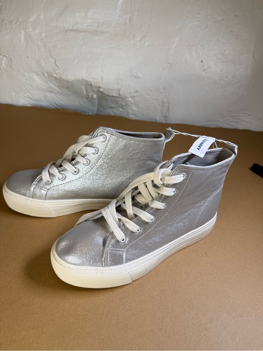 Old Navy Metallic Silver High-Top Women's Sneakers